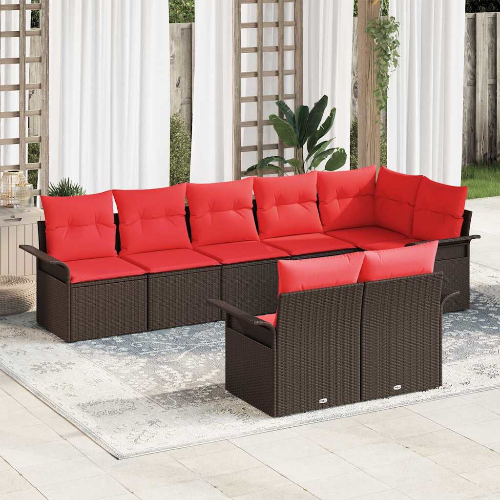 Tuin Sofa Set met kussen 8 pcs Bruin poly rattan is nu te koop bij PeponiXL, paradijselijk wonen!