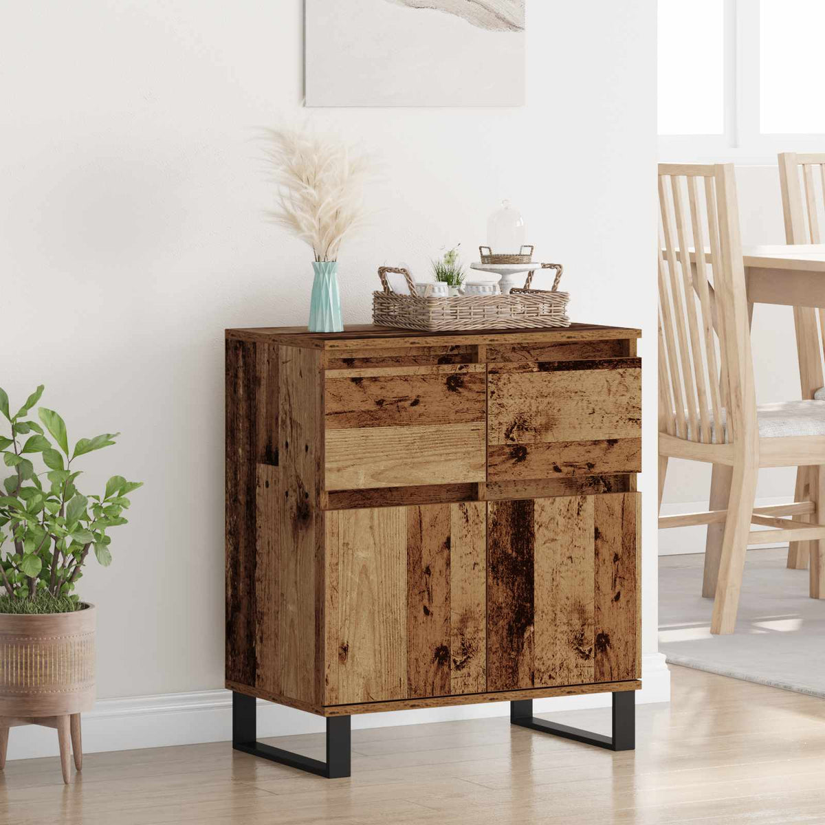 Dressoir Oud Hout 60 x 35 x 70 cm Gemonteerd hout en ijzer is nu te koop bij PeponiXL, paradijselijk wonen!