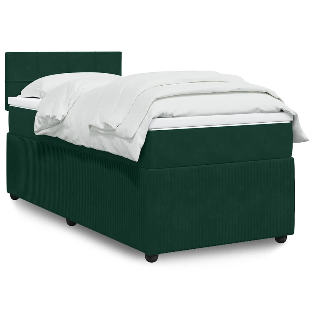 Boxspring met matras fluweel donkergroen 90x190 cm is nu te koop bij PeponiXL, paradijselijk wonen!