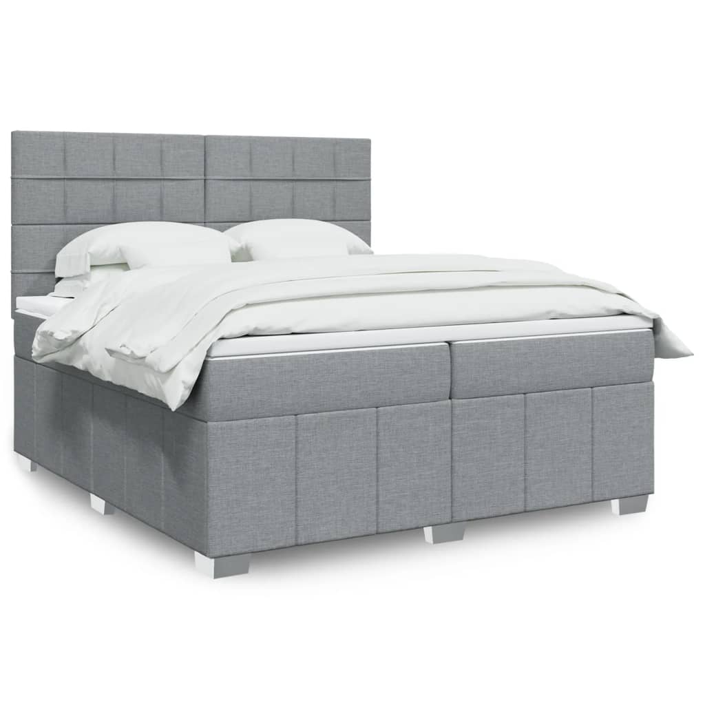 Boxspring met matras stof lichtgrijs 200x200 cm is nu te koop bij PeponiXL, paradijselijk wonen!