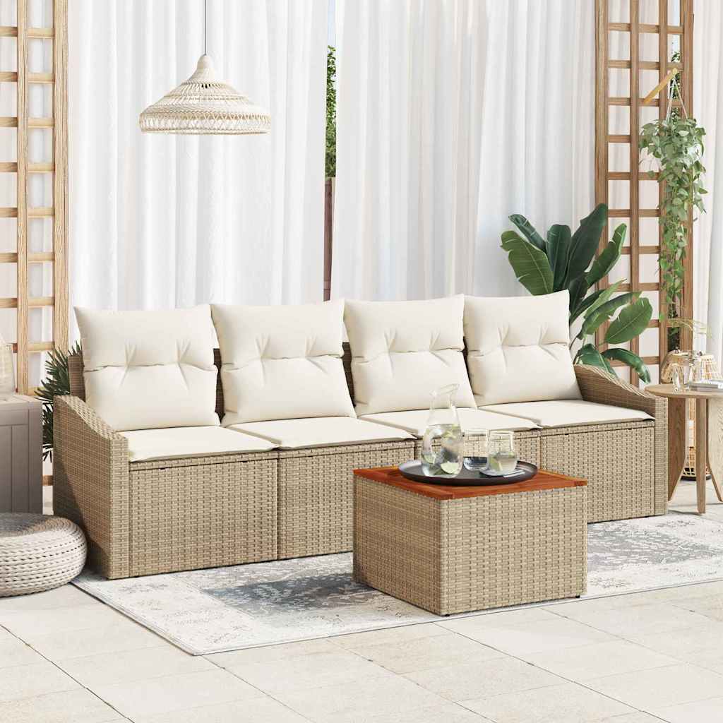 Tuinbankenset 5 st Beige en Crème poly rattan is nu te koop bij PeponiXL, paradijselijk wonen!
