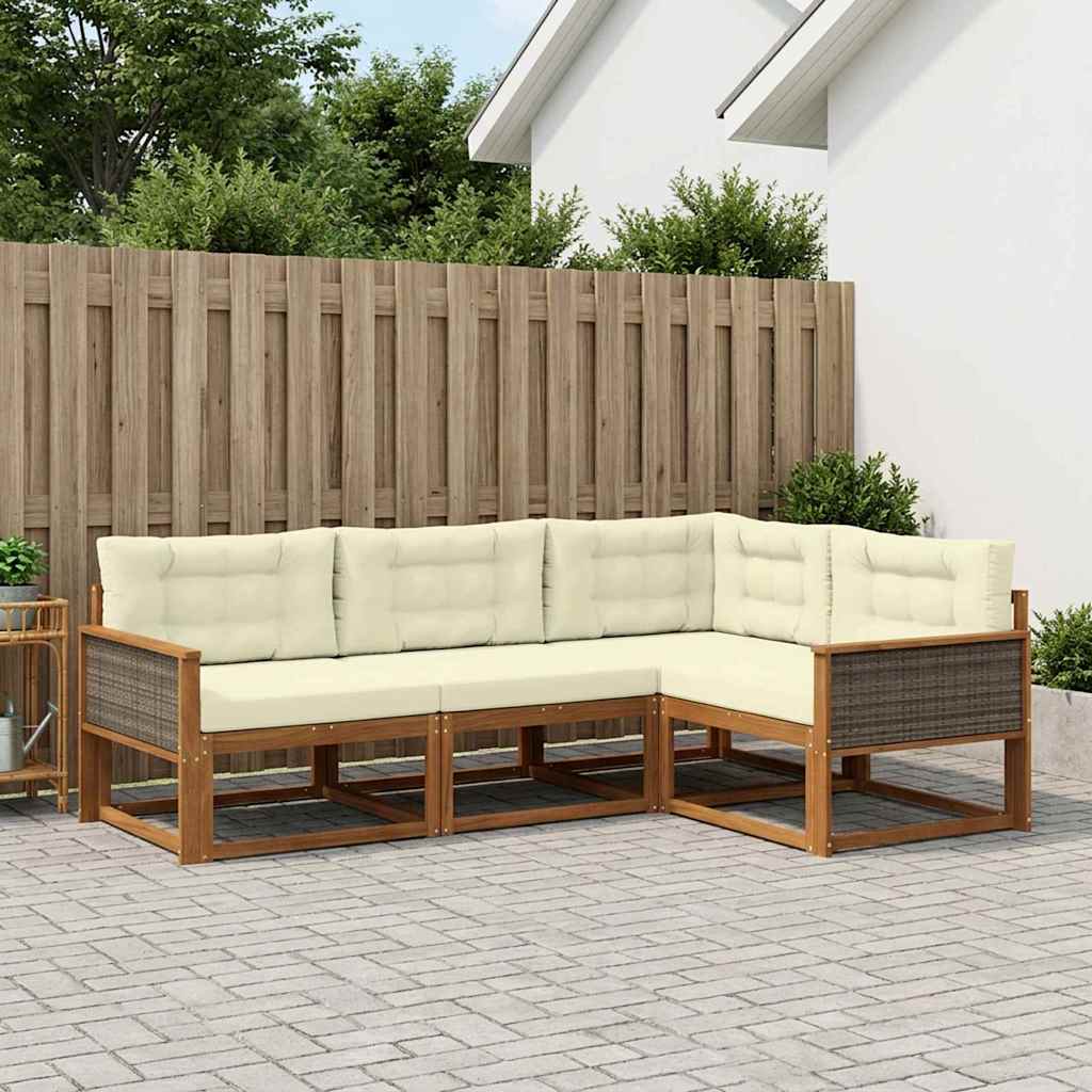 Buiten bankenset met kussen 4 pcs Natuurlijk en Crème is nu te koop bij PeponiXL, paradijselijk wonen!