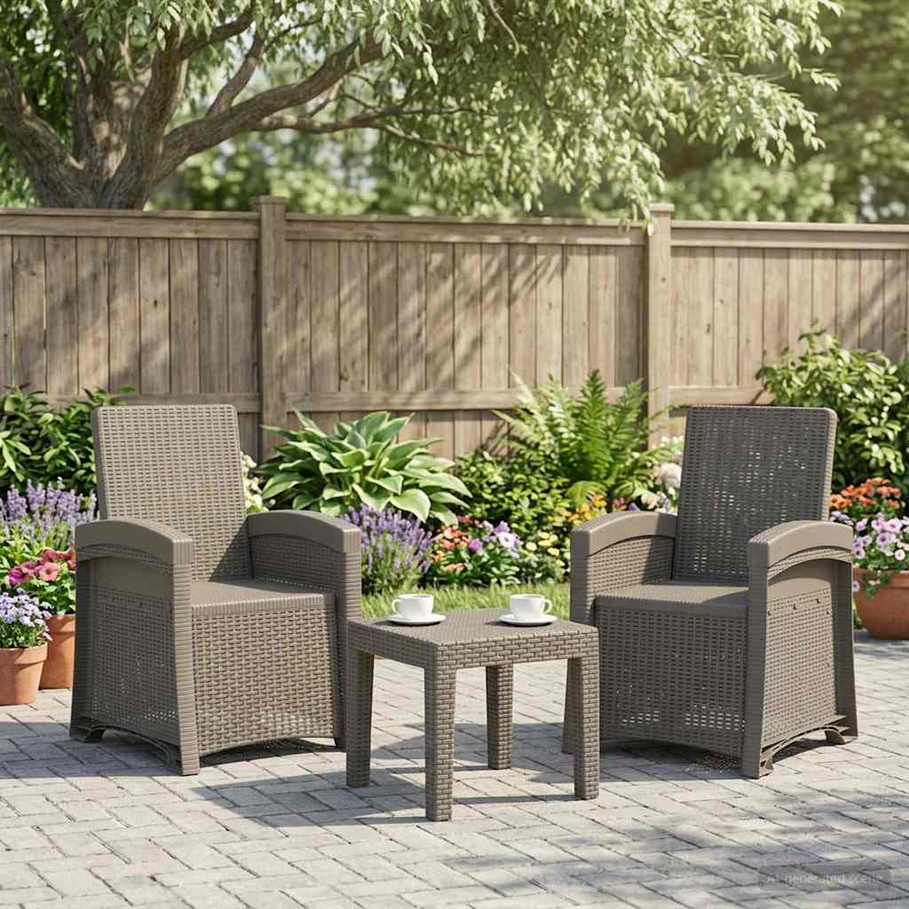 Ligstoel in rietenlook 2 pcs Lichtgrijs PP is nu te koop bij PeponiXL, paradijselijk wonen!