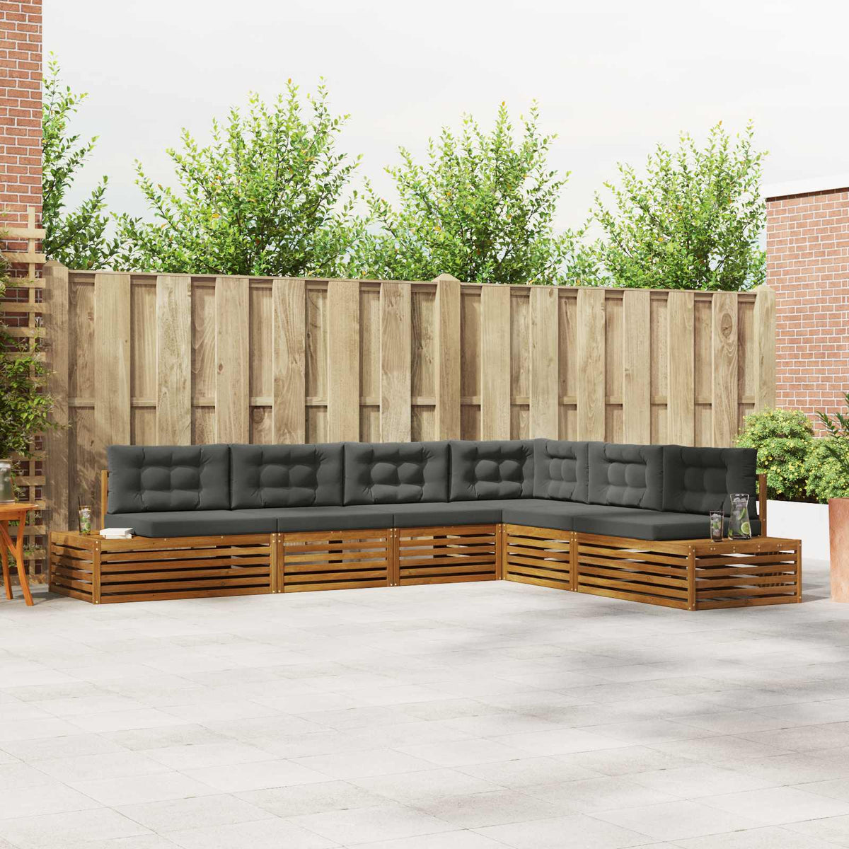 Buiten bankenset met kussen 6 Stuk Natuurlijk en Antraciet is nu te koop bij PeponiXL, paradijselijk wonen!