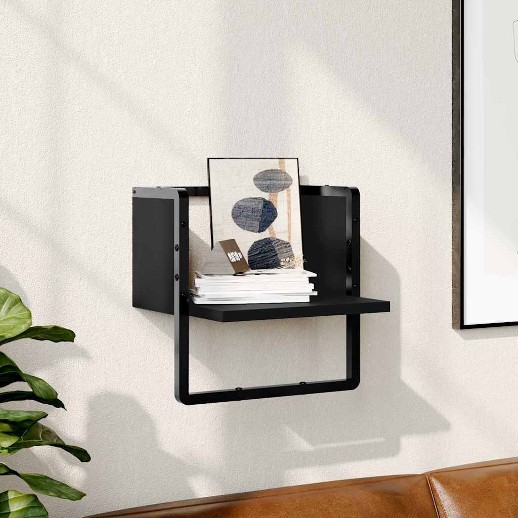 Wandschap met stang 30x25x30 cm zwart is nu te koop bij PeponiXL, paradijselijk wonen!