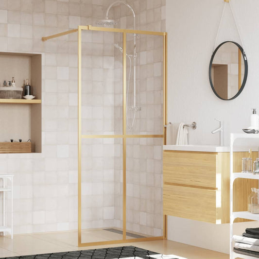 Inloopdouchewand transparant 90x195 cm ESG-glas goudkleurig is nu te koop bij PeponiXL, paradijselijk wonen!
