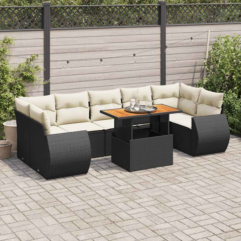 8-delige Loungeset met kussens poly rattan zwart is nu te koop bij PeponiXL, paradijselijk wonen!