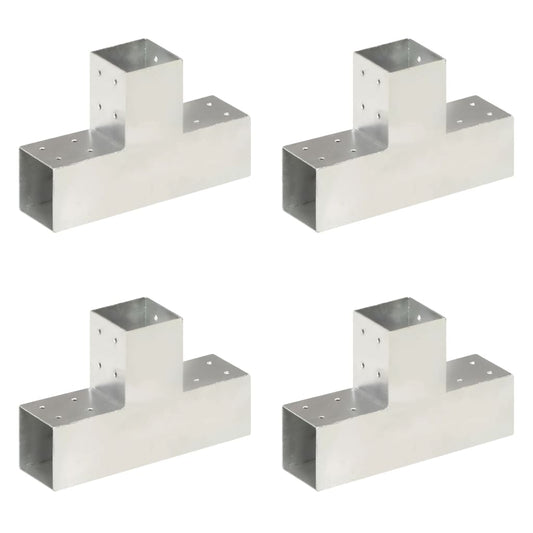 Paalverbindingen 4 st T-vorm 81x81 mm gegalvaniseerd metaal is nu te koop bij PeponiXL, paradijselijk wonen!