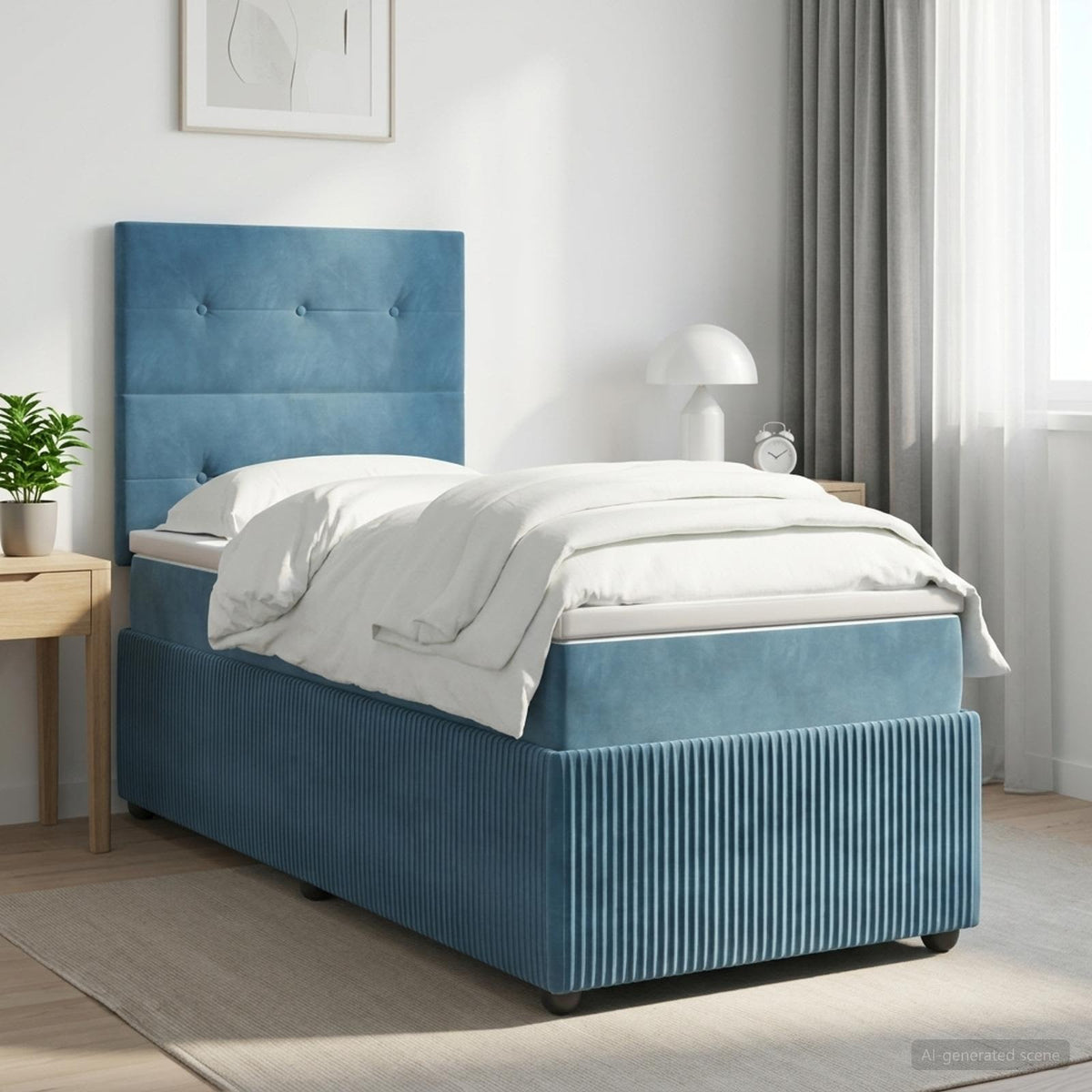 Boxspringbed met matras Blauw 90 x 190 cm Fluweel is nu te koop bij PeponiXL, paradijselijk wonen!