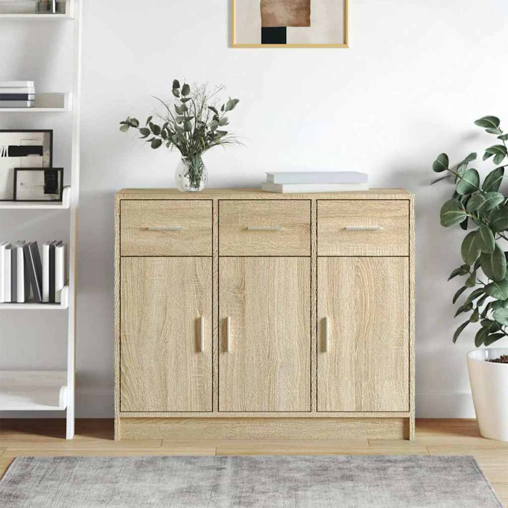 Dressoir 91x28x75 cm bewerkt hout sonoma eikenkleurig is nu te koop bij PeponiXL, paradijselijk wonen!