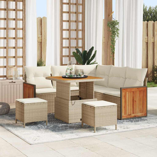 Tuinbankenset 9 st 6-Aantal zitplaatsen Beige en Crème is nu te koop bij PeponiXL, paradijselijk wonen!