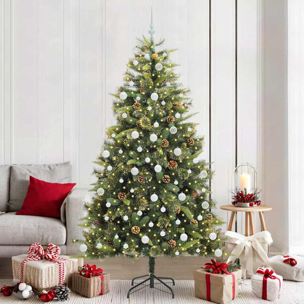 Kunstmatige Scharnier Kerstboom met Cones Groen 210 cm is nu te koop bij PeponiXL, paradijselijk wonen!
