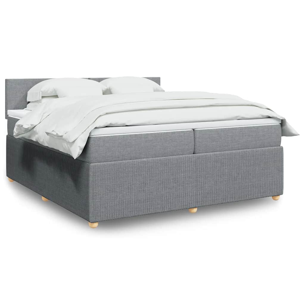 Boxspring met matras stof lichtgrijs 200x200 cm is nu te koop bij PeponiXL, paradijselijk wonen!