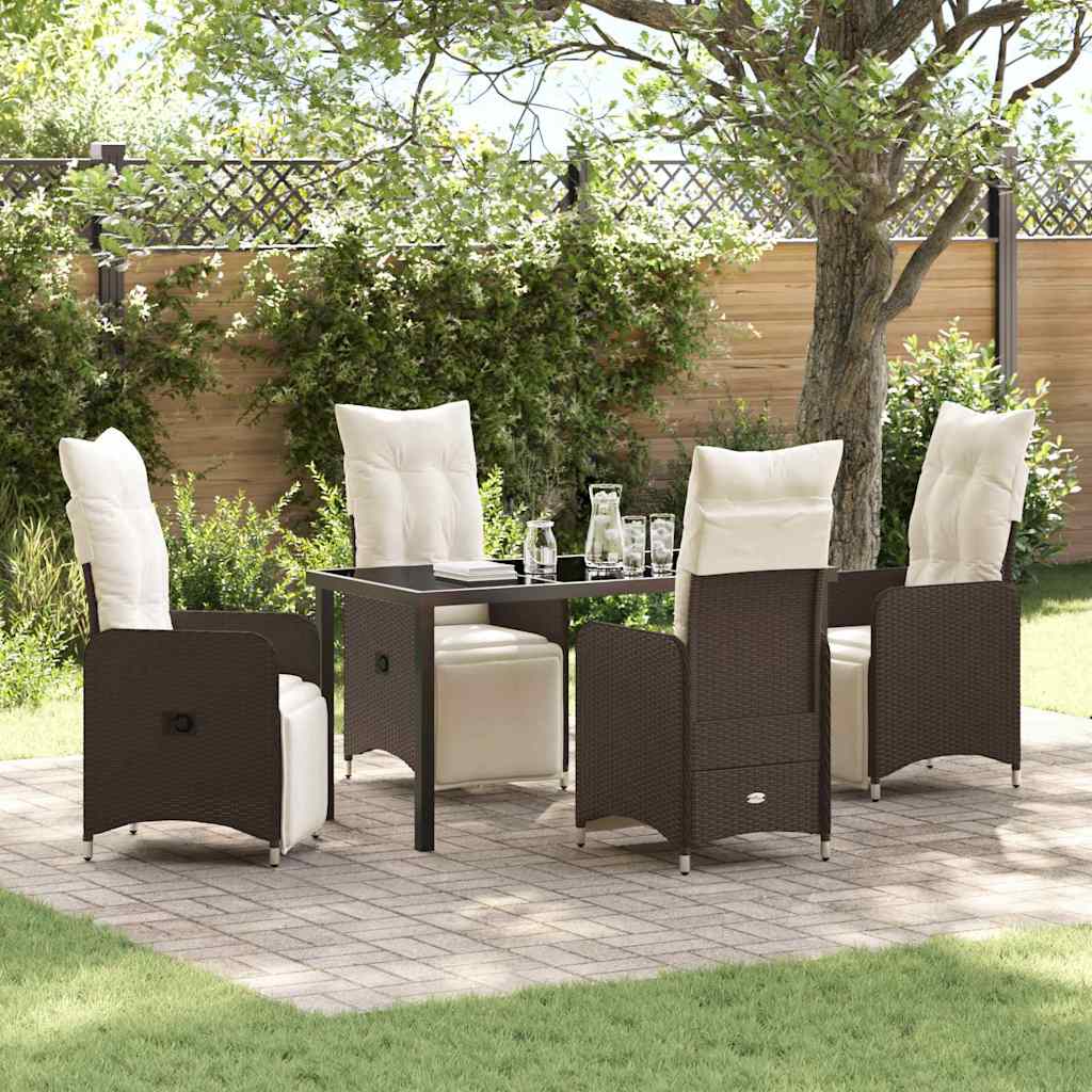 Tuin eettafelset met kussen 5 pcs Bruin poly rattan is nu te koop bij PeponiXL, paradijselijk wonen!