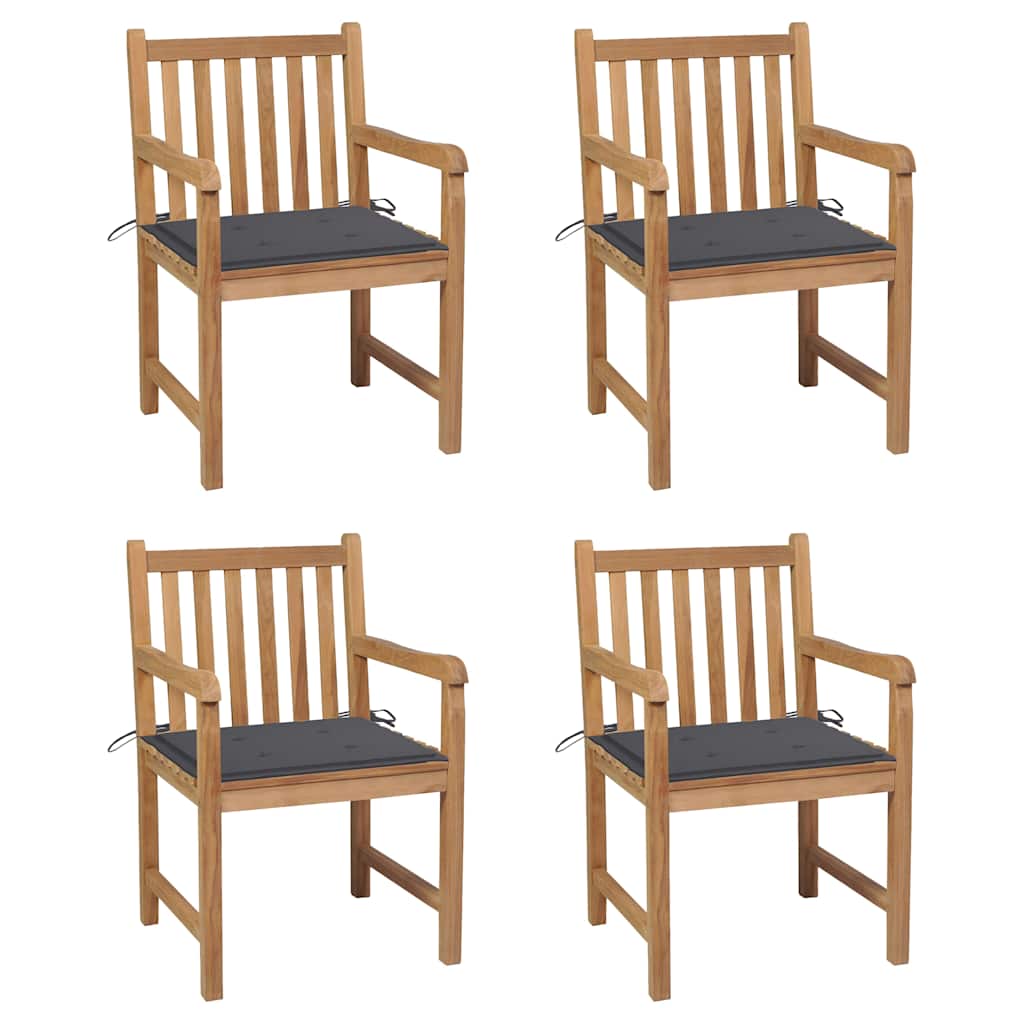 Tuinstoelen 4 st met antracietkleurige kussens massief teakhout is nu te koop bij PeponiXL, paradijselijk wonen!
