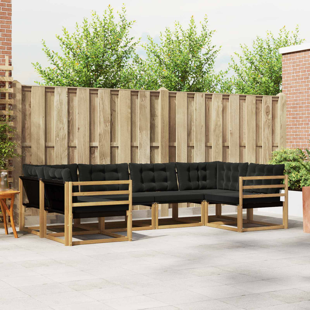Buiten bankenset met kussen 6 pcs Wit en zwart is nu te koop bij PeponiXL, paradijselijk wonen!