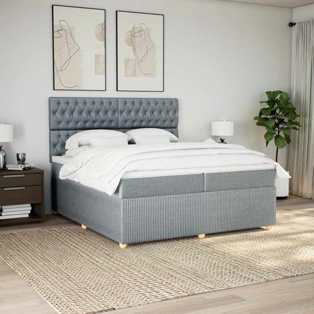 Boxspring met matras stof lichtgrijs 200x200 cm is nu te koop bij PeponiXL, paradijselijk wonen!