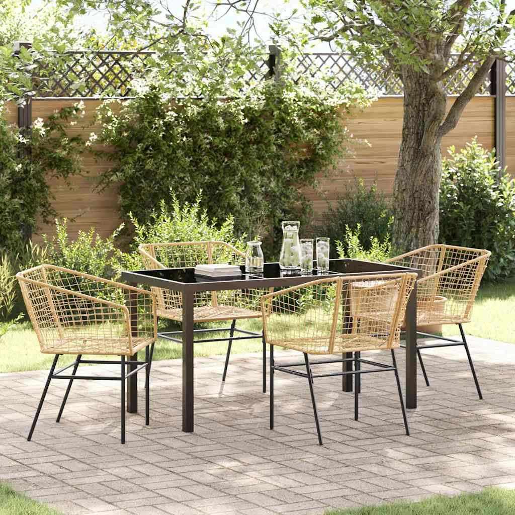 Tuin eettafelset 5 pcs Bruin poly rattan is nu te koop bij PeponiXL, paradijselijk wonen!