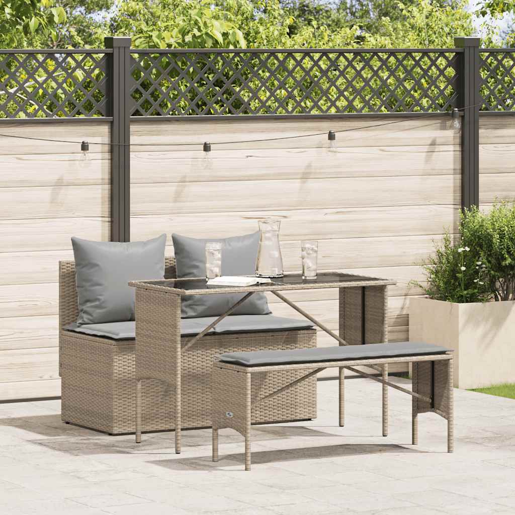 3-delige Tuinset met kussens poly rattan beige is nu te koop bij PeponiXL, paradijselijk wonen!