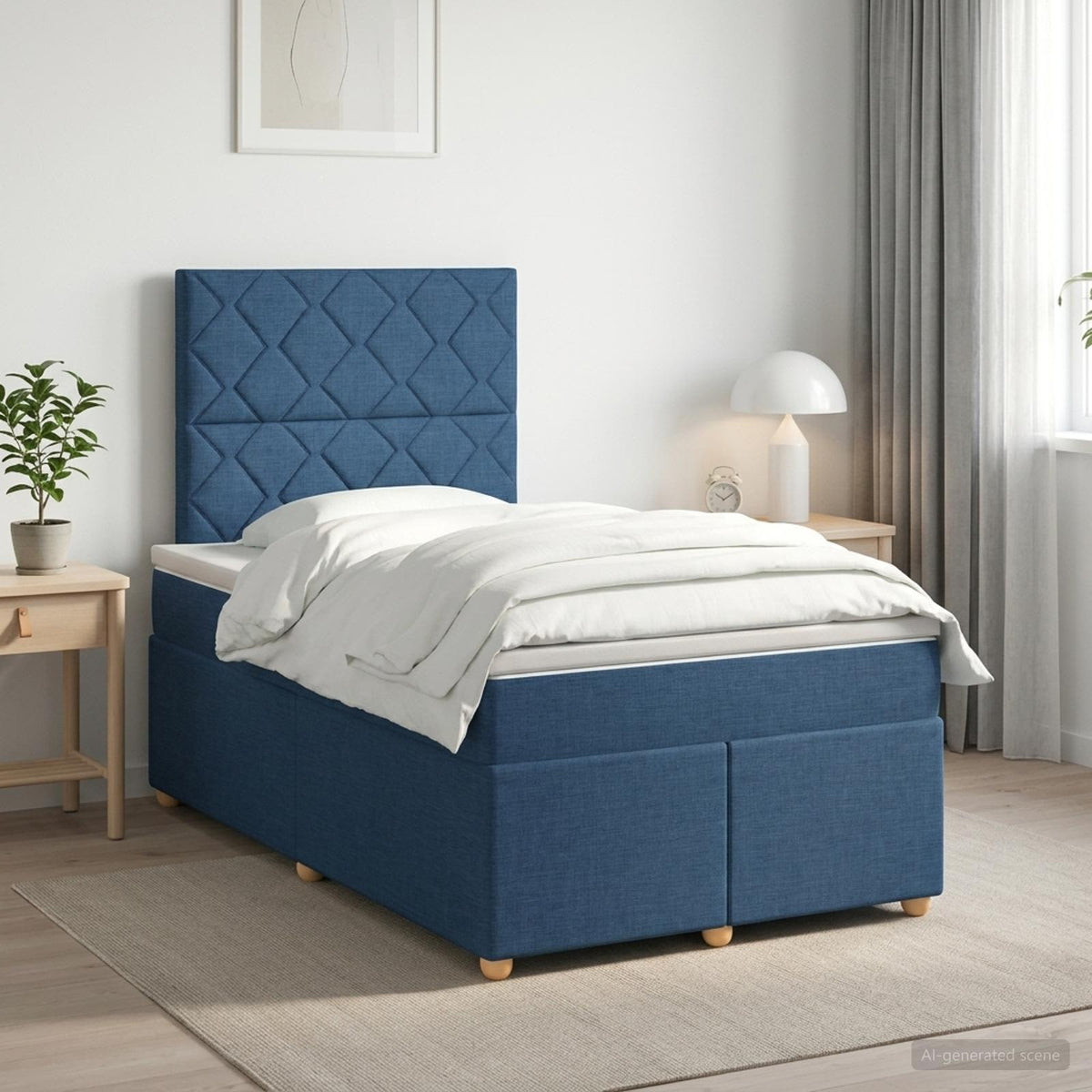 Boxspringbed met matras met hoofdeinde Blauw 120 x 200 cm Stof is nu te koop bij PeponiXL, paradijselijk wonen!