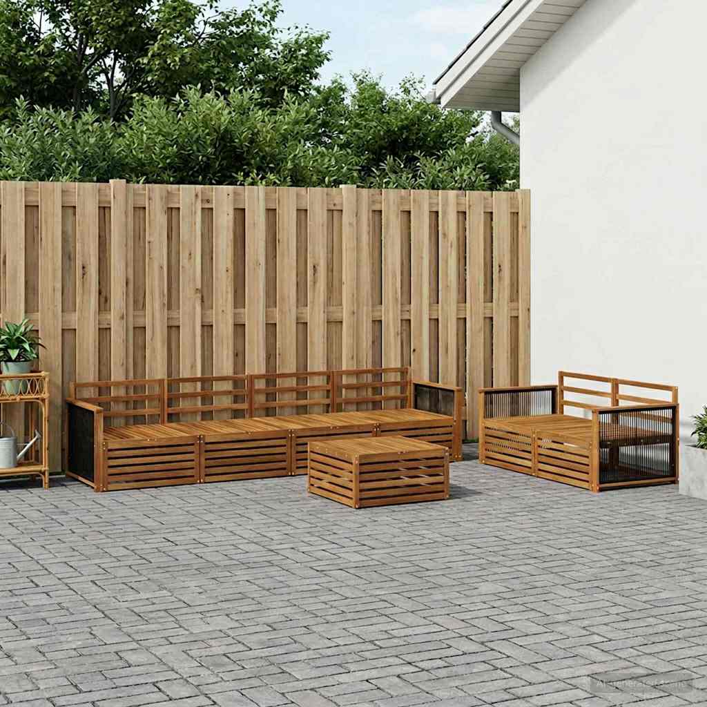 Buiten bankenset 7 pcs Naturel Massief Acaciahout is nu te koop bij PeponiXL, paradijselijk wonen!