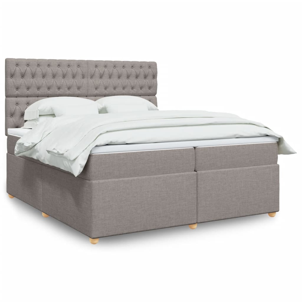 Boxspring met matras stof taupe 200x200 cm is nu te koop bij PeponiXL, paradijselijk wonen!