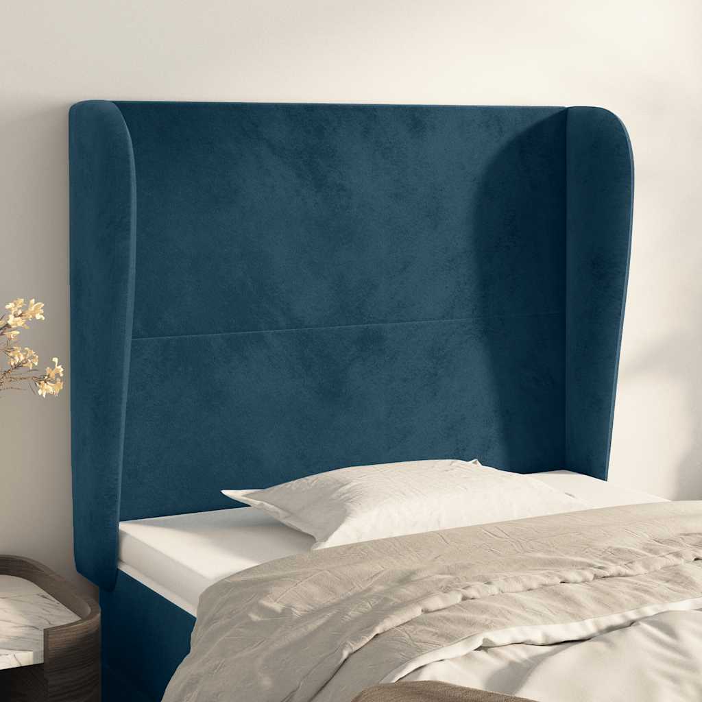 Hoofdbord met randen 93x23x118/128 cm fluweel donkerblauw is nu te koop bij PeponiXL, paradijselijk wonen!