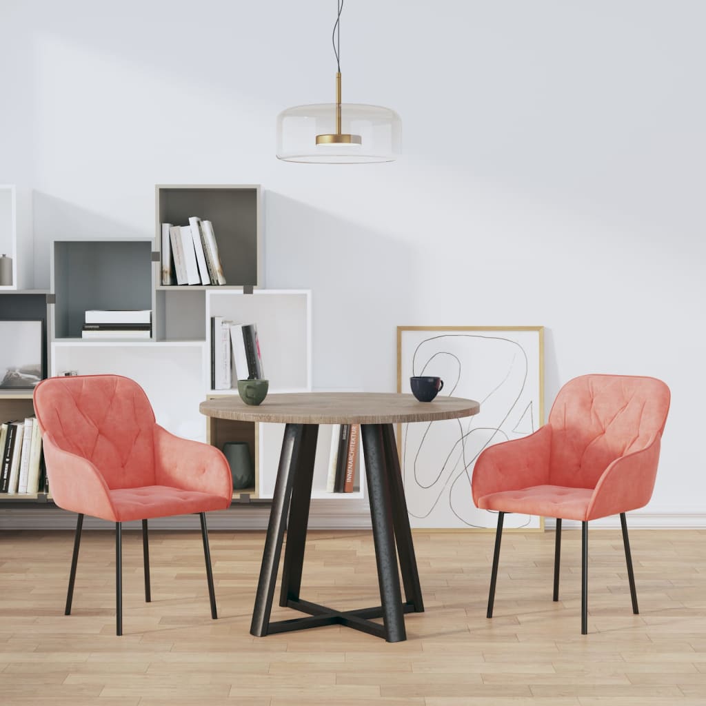 Eetkamerstoelen 2 st fluweel roze is nu te koop bij PeponiXL, paradijselijk wonen!