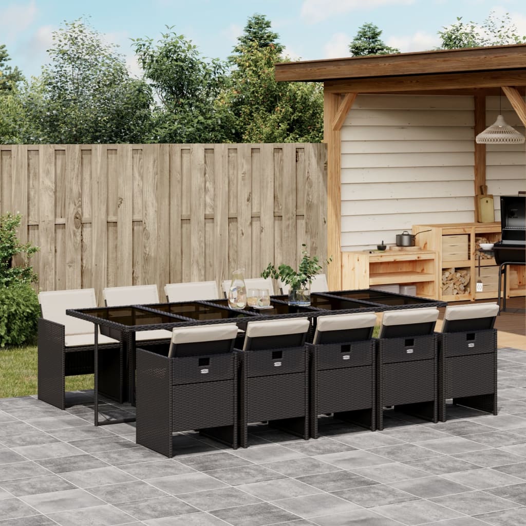 11-delige Tuinset met kussens poly rattan zwart is nu te koop bij PeponiXL, paradijselijk wonen!