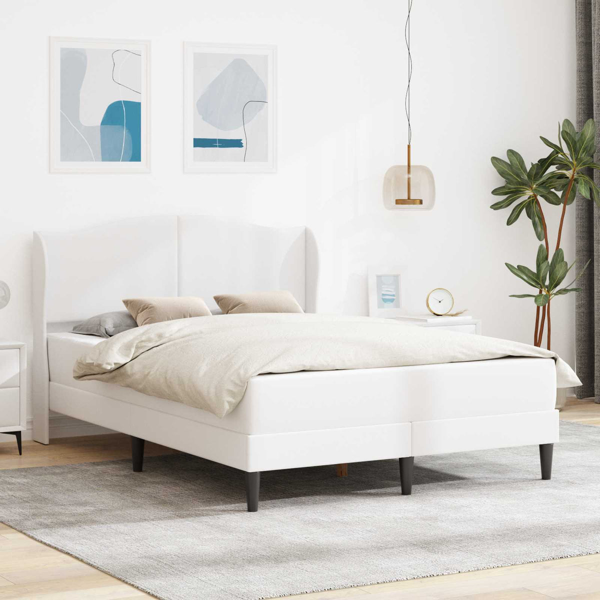 Bedframe met hoofdeinde Wit 160 x 200 cm Kunstleer is nu te koop bij PeponiXL, paradijselijk wonen!