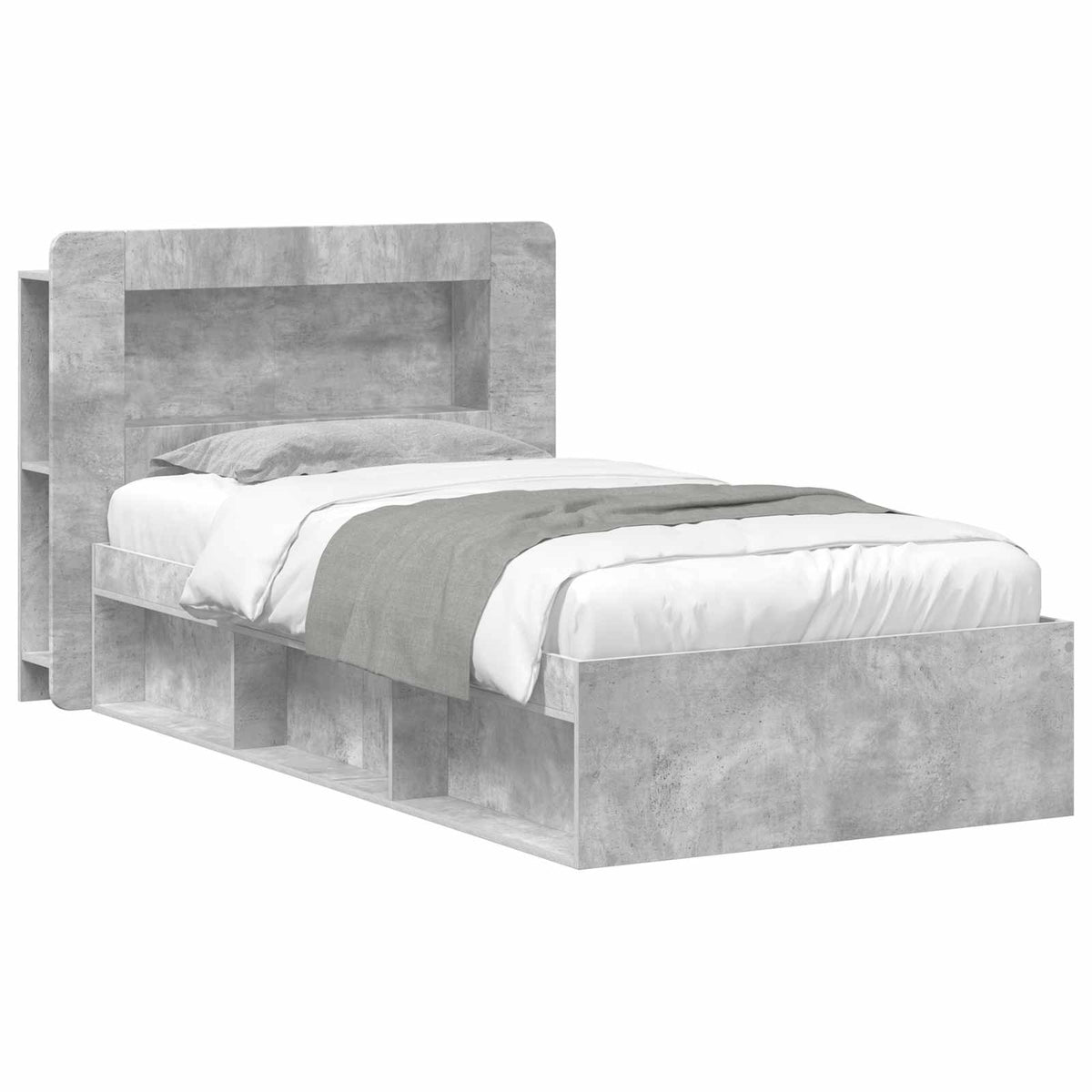 Bedframe met opslag Betongrijs 80 x 200 cm Bewerkt hout is nu te koop bij PeponiXL, paradijselijk wonen!