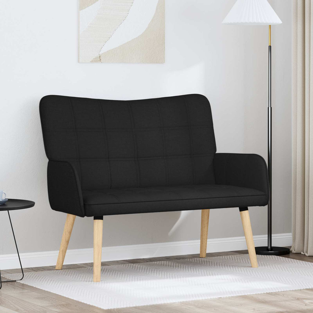 Twee Persoons Sofa Zwart 115 x 61 x 87 cm Stof is nu te koop bij PeponiXL, paradijselijk wonen!