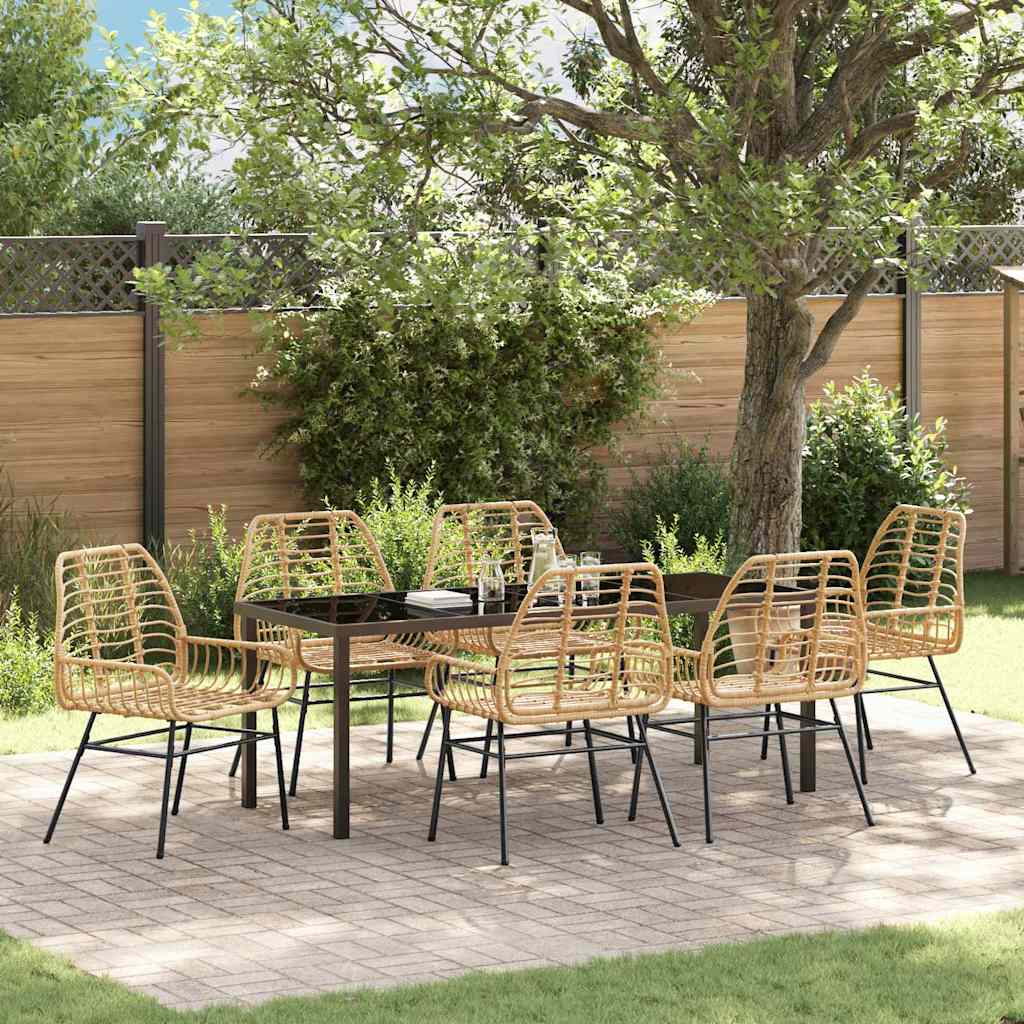 Tuin eettafelset 7 pcs Bruin poly rattan is nu te koop bij PeponiXL, paradijselijk wonen!