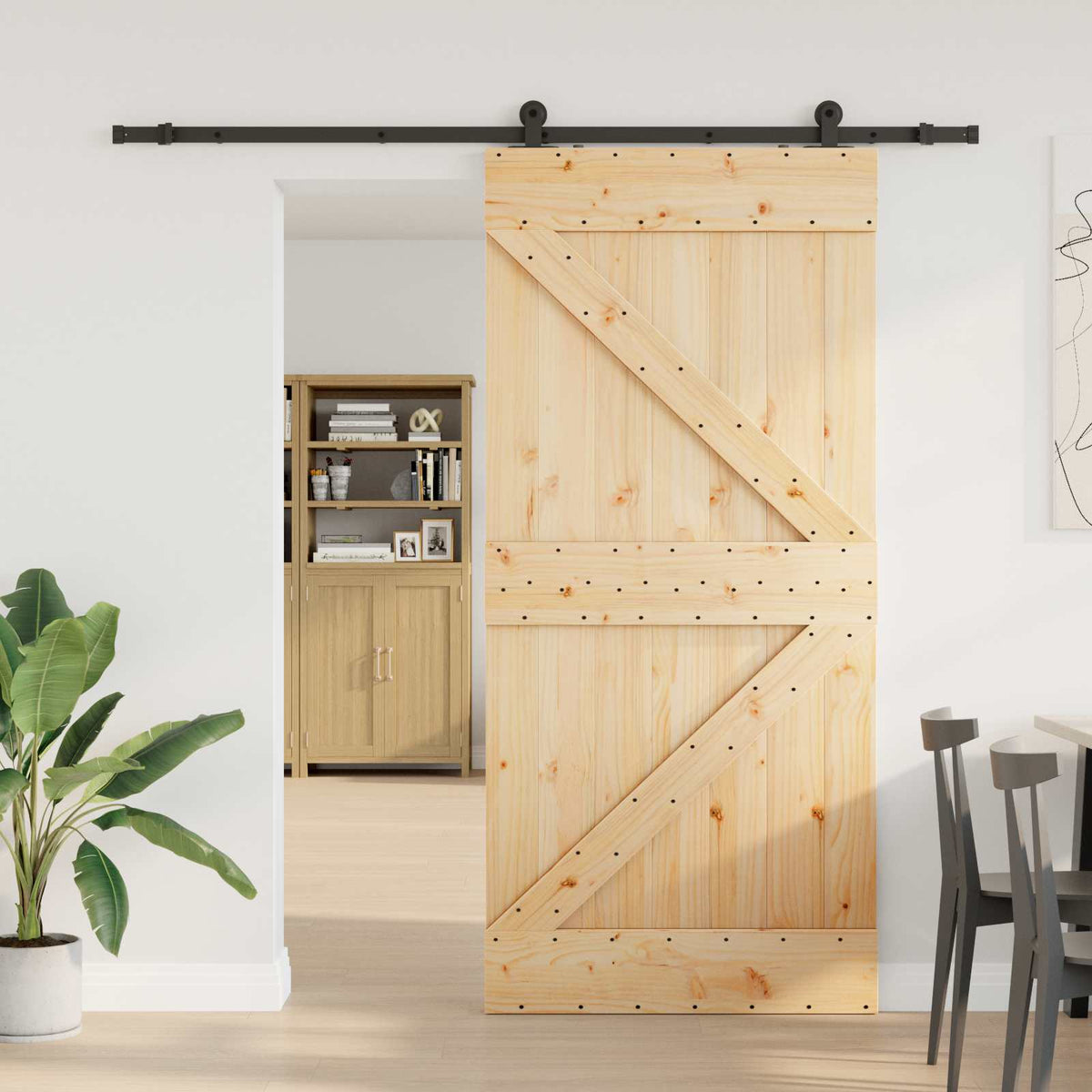 Schuifdeur NARVIK Naturel en Zwart 80 x 210 cm (213,5 cm) is nu te koop bij PeponiXL, paradijselijk wonen!