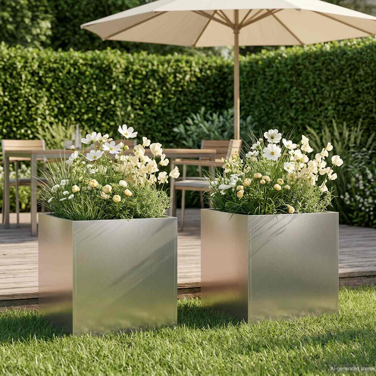 Plantenbak 2 st zilver 35 x 35 x 35 cm Roestvrij staal is nu te koop bij PeponiXL, paradijselijk wonen!