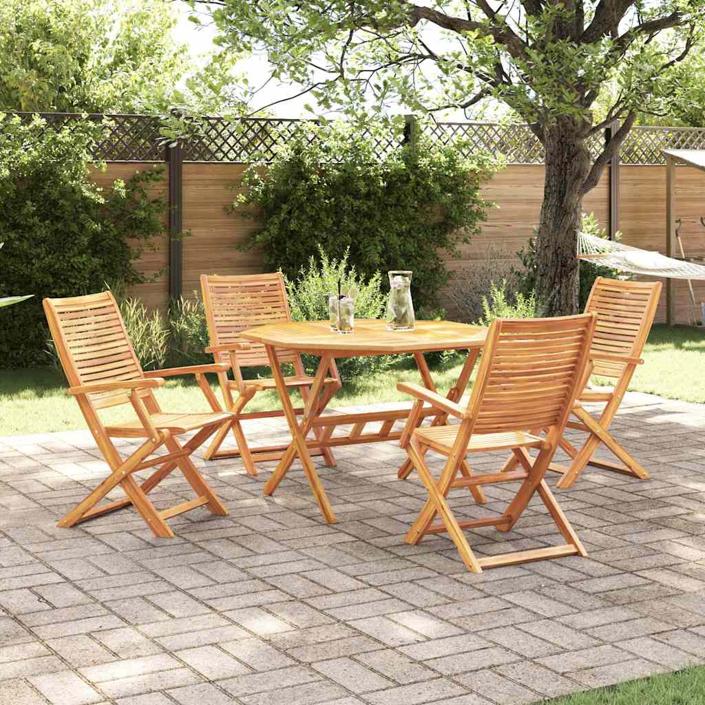 Tuin eettafelset 5 pcs Bruin Massief Acaciahout is nu te koop bij PeponiXL, paradijselijk wonen!