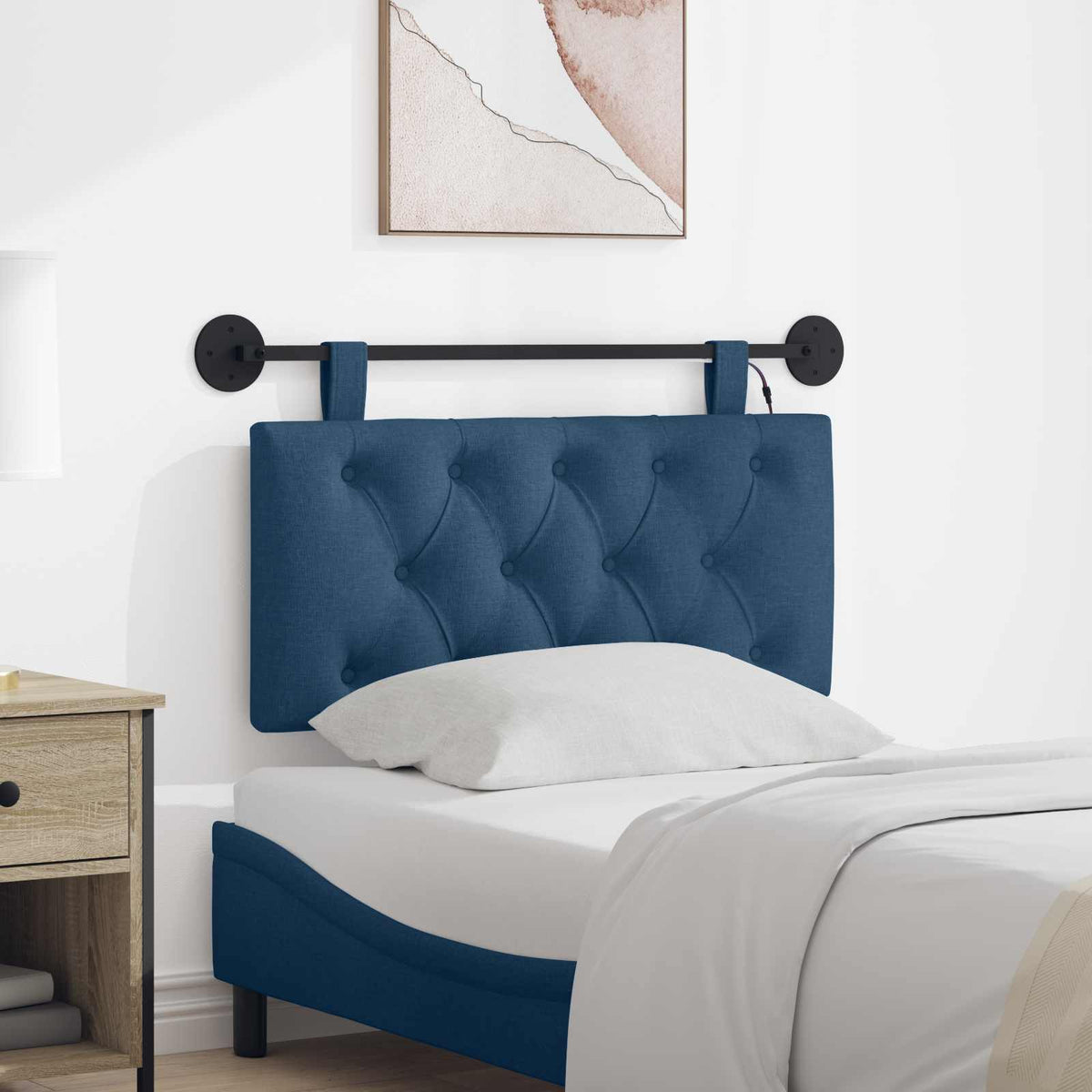 Hangend hoofdbord Met LED-verlichting Blauw Stof is nu te koop bij PeponiXL, paradijselijk wonen!