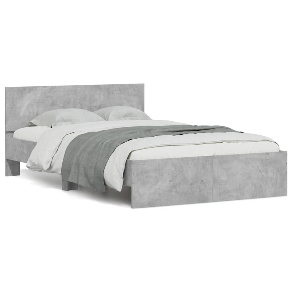 Bedframe met hoofdeinde en LED betongrijs 120x190 cm is nu te koop bij PeponiXL, paradijselijk wonen!