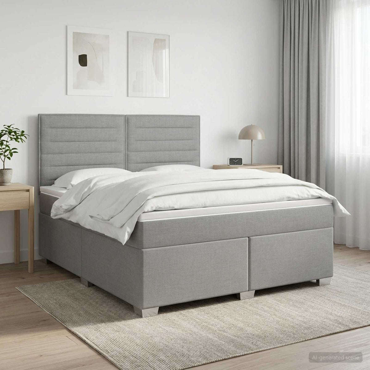 Boxspringbed met matras Lichtgrijs 140 x 200 cm Stof is nu te koop bij PeponiXL, paradijselijk wonen!