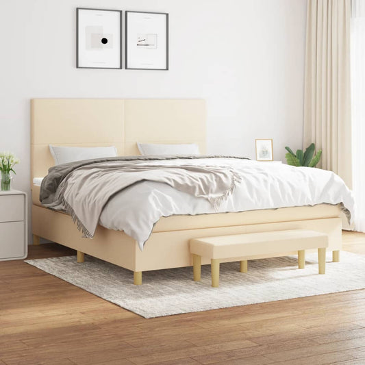 Boxspring met matras stof crèmekleurig 160x200 cm is nu te koop bij PeponiXL, paradijselijk wonen!