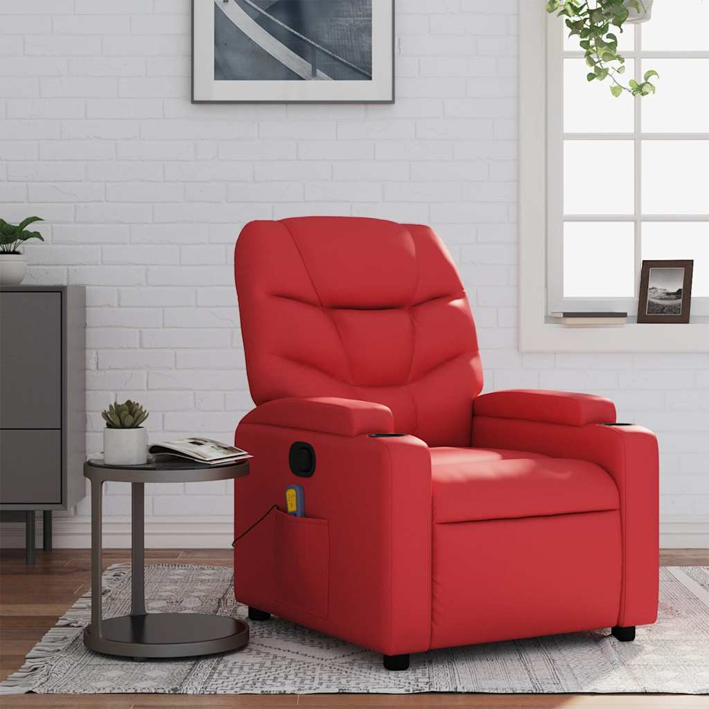 Massagestoel verstelbaar kunstleer rood is nu te koop bij PeponiXL, paradijselijk wonen!
