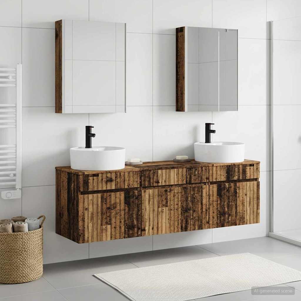 vidaXL Badkamerkastenset 5 st Oud hout Bewerkt hout