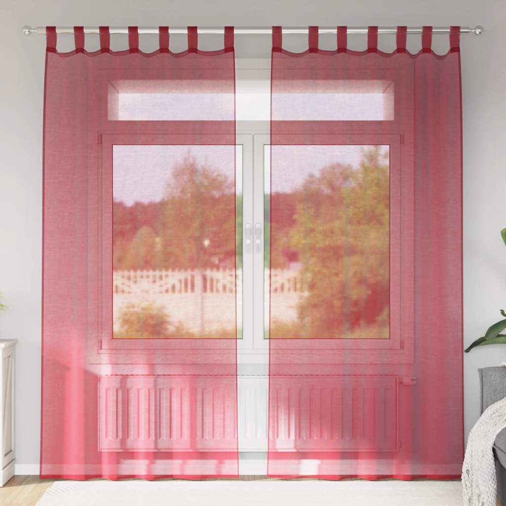 Gordijnen Voile met lussen 2 st 140x225 cm wijnrood is nu te koop bij PeponiXL, paradijselijk wonen!