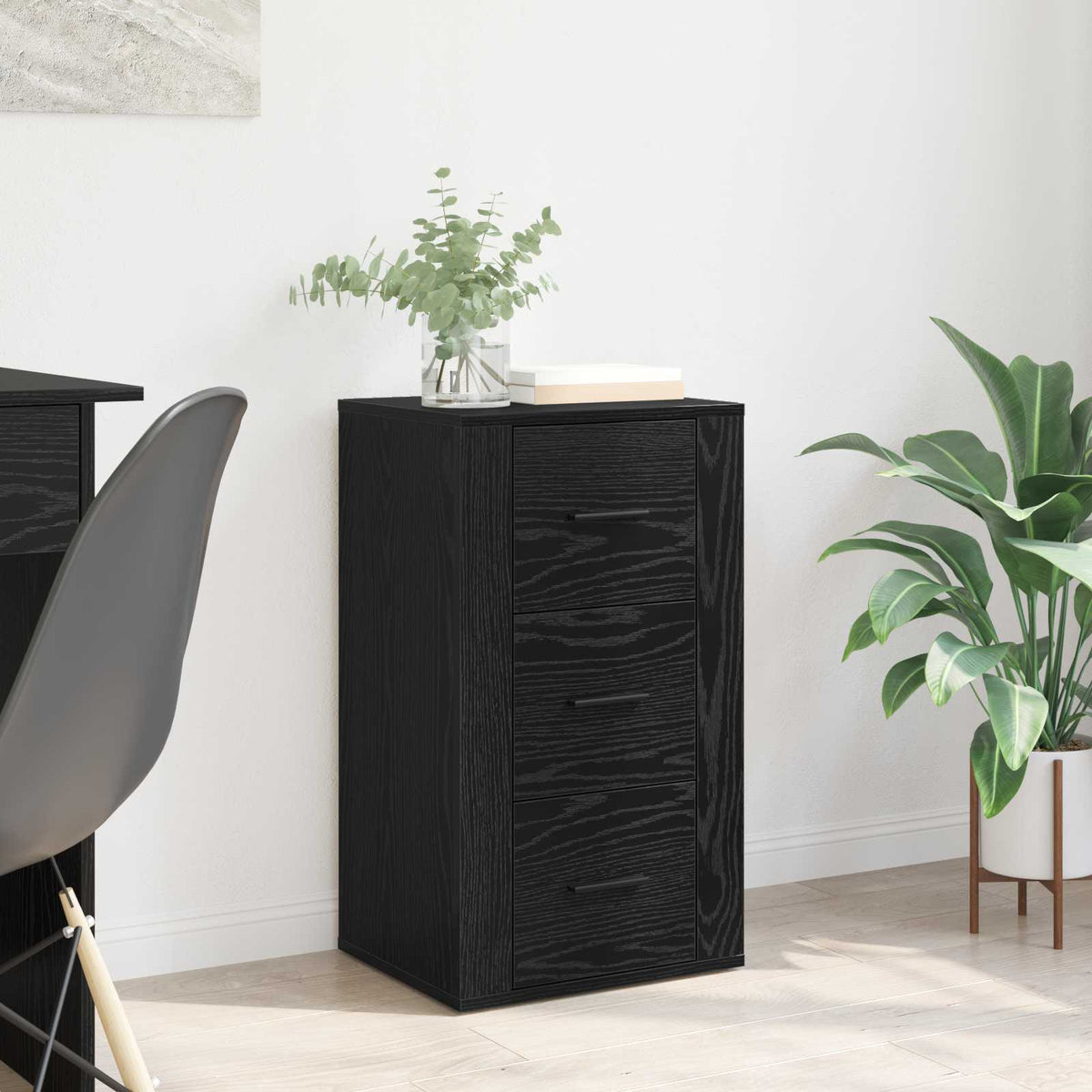 Dressoir met lade Zwart Eiken 40 x 33 x 70 cm Bewerkt hout is nu te koop bij PeponiXL, paradijselijk wonen!