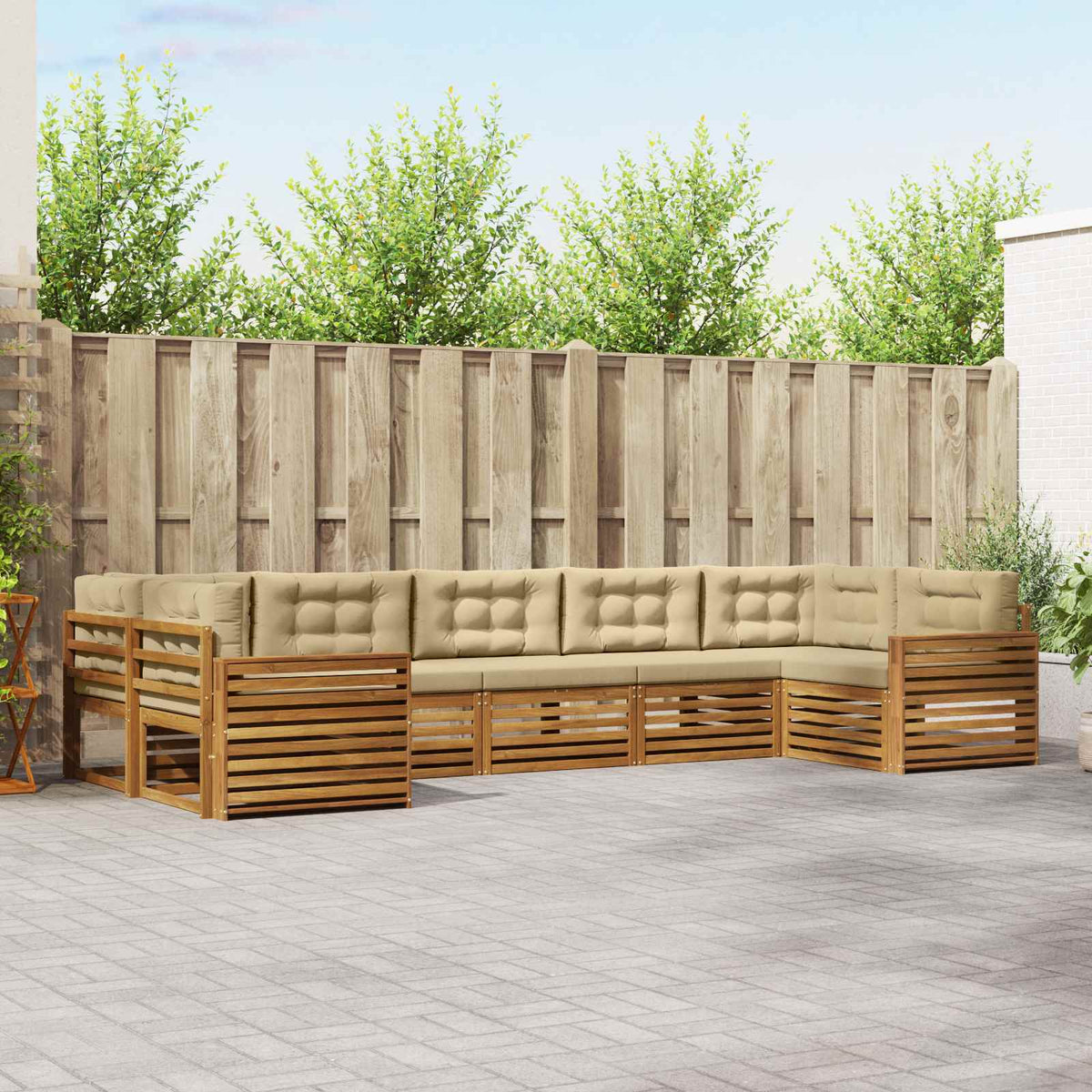 Buiten bankenset met kussen 7 pcs Natuurlijk en Beige is nu te koop bij PeponiXL, paradijselijk wonen!