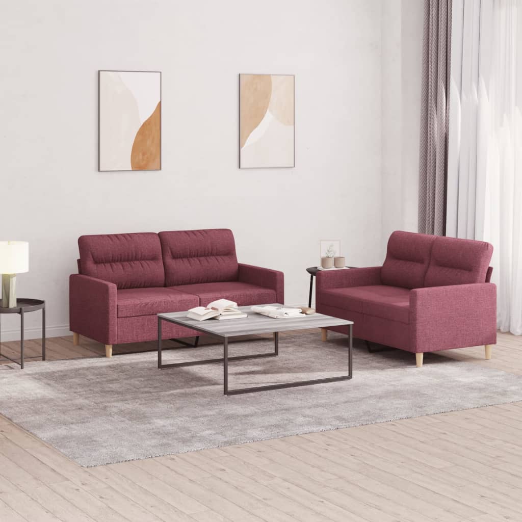 2-delige Loungeset met kussens stof wijnrood is nu te koop bij PeponiXL, paradijselijk wonen!
