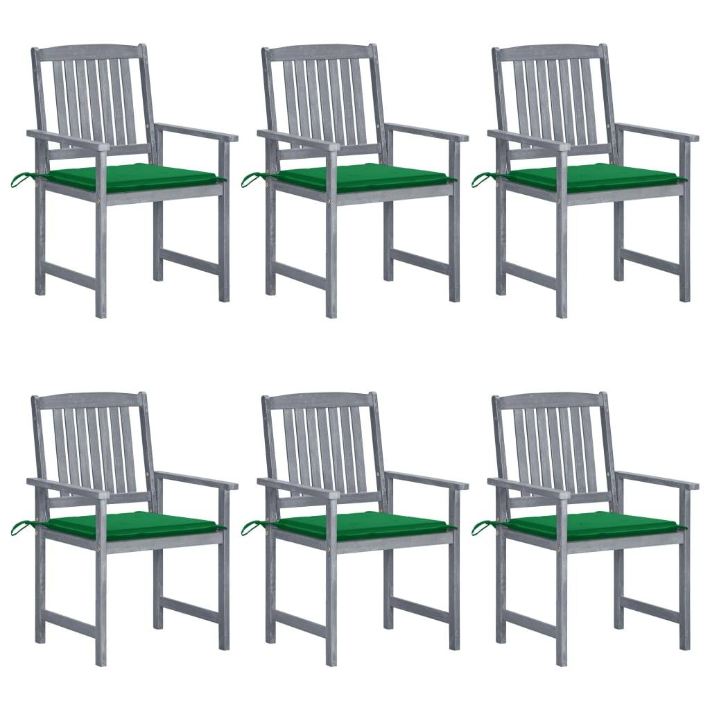 Tuinstoelen 6 st met kussens massief acaciahout grijs is nu te koop bij PeponiXL, paradijselijk wonen!
