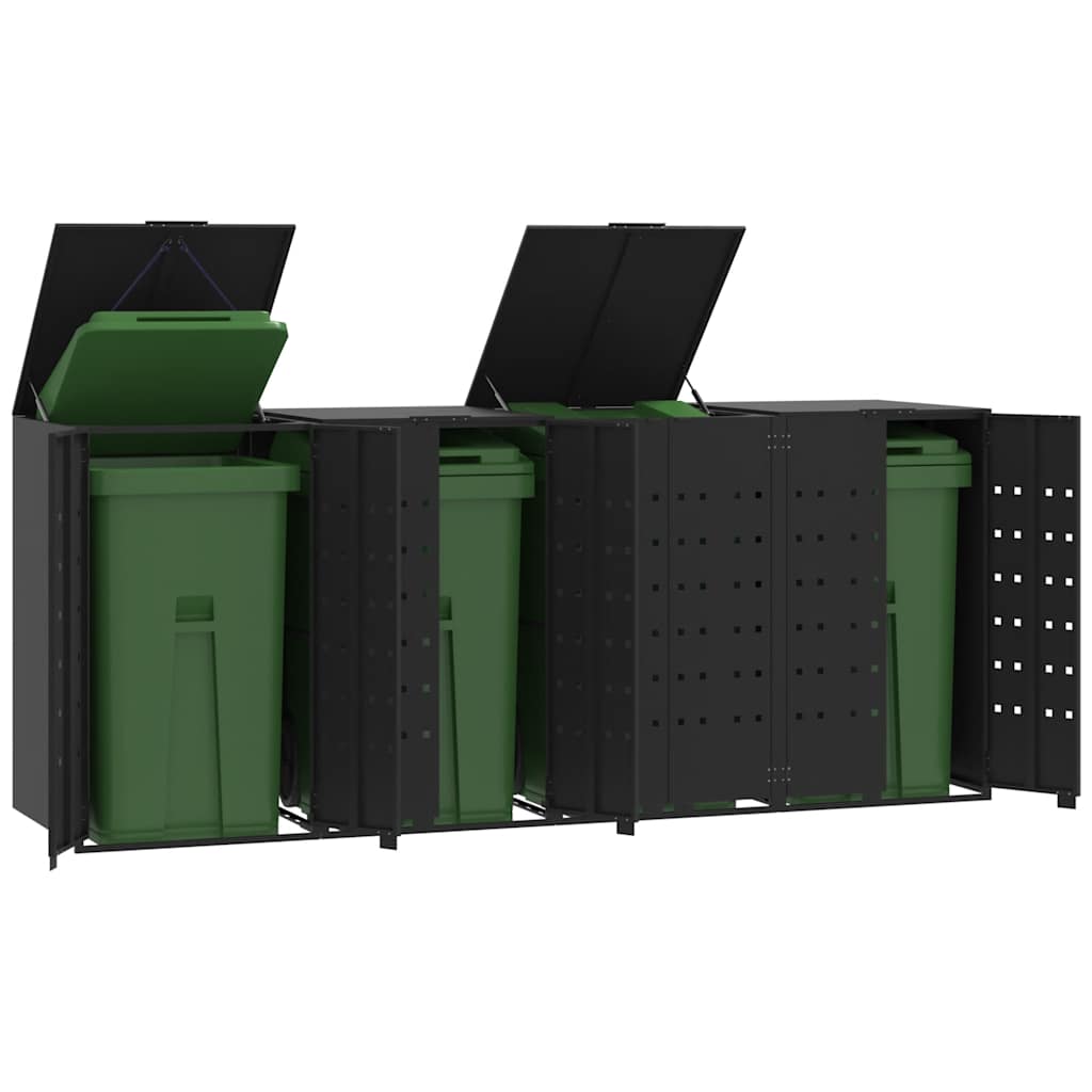Containerberging voor 4 containers 276x79x117 cm staal zwart is nu te koop bij PeponiXL, paradijselijk wonen!
