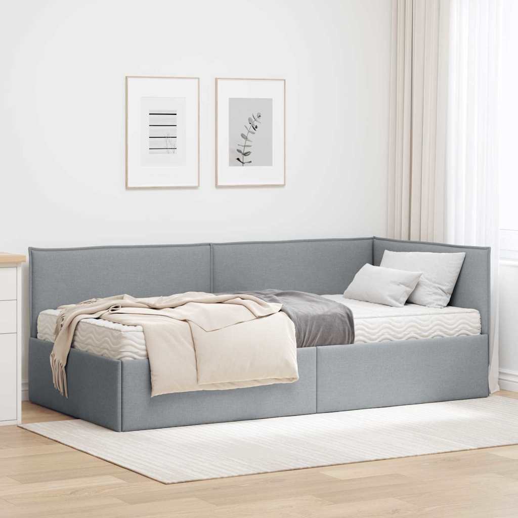 Hoekbedframe met Matras met hoofdeinde 2 pcs Lichtgrijs Fluweel is nu te koop bij PeponiXL, paradijselijk wonen!