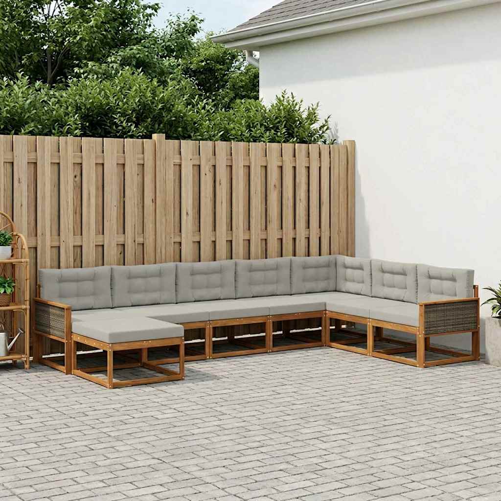 Buiten bankenset met kussen 8 pcs Naturel en lichtgrijs is nu te koop bij PeponiXL, paradijselijk wonen!